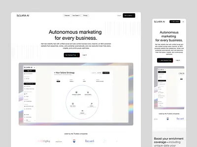 Responsive Homepage Design for an AI Marketing Tool ai b2b b2c business clean hero landing page marketing modern responsive saas simple startup tech tool website