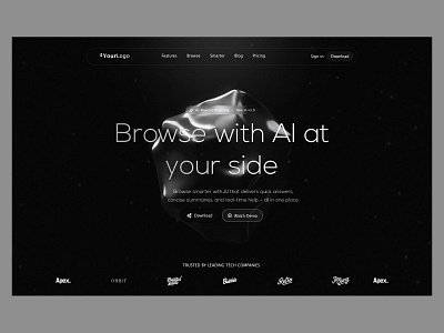 AI Website Header 3d 3d animtion 3d lines 3d motion 3d phone ai software ai website forged glass glass header animation motion design motion graphics orb ui uiux design ux web design website design