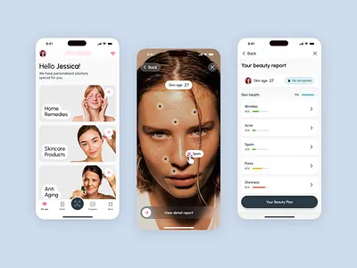 F antiagingdesign beautyroutineux beautywellnessdesign cleanminimalui homeremediesui lifestyleappdesign moderncarddesign skincareproductsui softuistyle user experience usergreetingscreen userpersonadrivendesign
