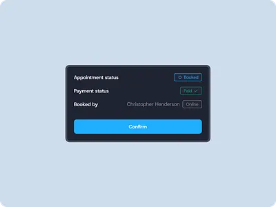 Design System Element adminpaneldesign appointmentmanagement cleanadmininterface confirmactionui darkmodecomponent healthcaredashboardui interfacecomponents medicalschedulingux microinteractionui minimaldarkui modalwindowdesign moderndashboardcomponent paymentstatusdesign statuschips statusmodalui utilitymodal