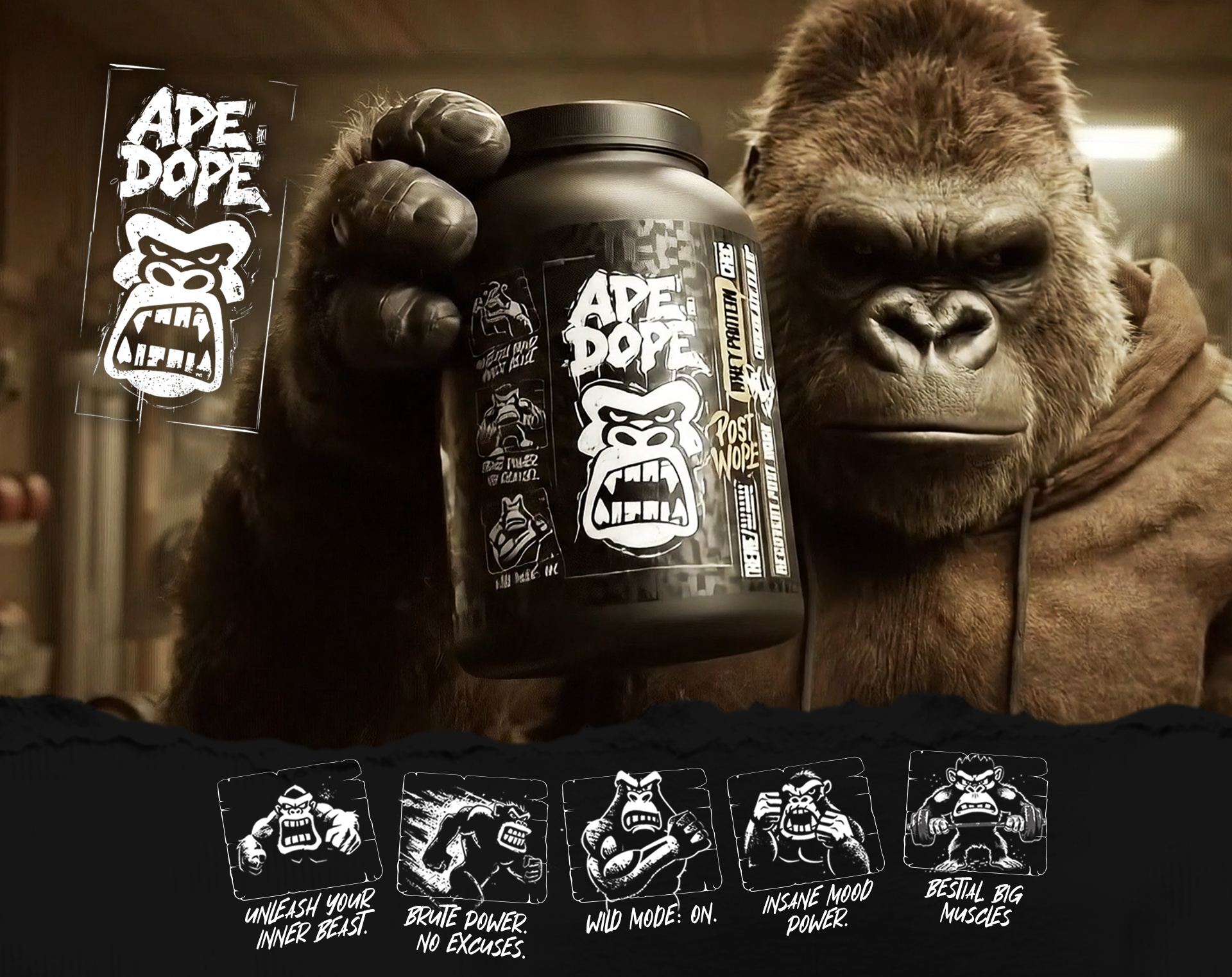APE DOPE: Branding & Packaging for Sports Supplements 3d branding graphic design logo supplements