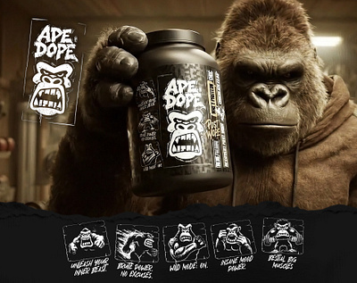 APE DOPE: Branding & Packaging for Sports Supplements 3d branding graphic design logo supplements