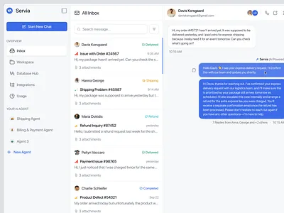 AI Support Dashboard: Customer Service Communication Hub app design app uiux chat chat support customer service customer support cx dashboard design ljcnsfv message messaging support product design saas saas customer support support uiux web app web design
