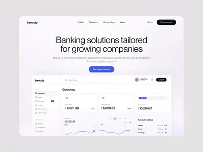 Bancuip – Finance Landing Page app appdesign branding design finance graphic design illustration landing page logo mobileapp motion graphics ui vector