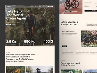 Kalolo - E-Bike Landing Page e bike e bike landing page e bike website electric bike electric bike landing page electric bike website landing page landing page design sustainability sustainability landing page sustainability website ui ui design uiux uiux design ux web web design website website design