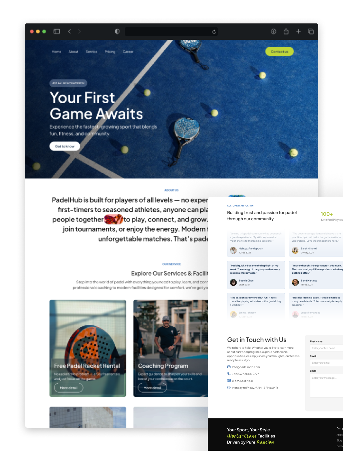 Padel - Landing Page design ui graphic design ui uiux uiuxdesign uxdesign web design