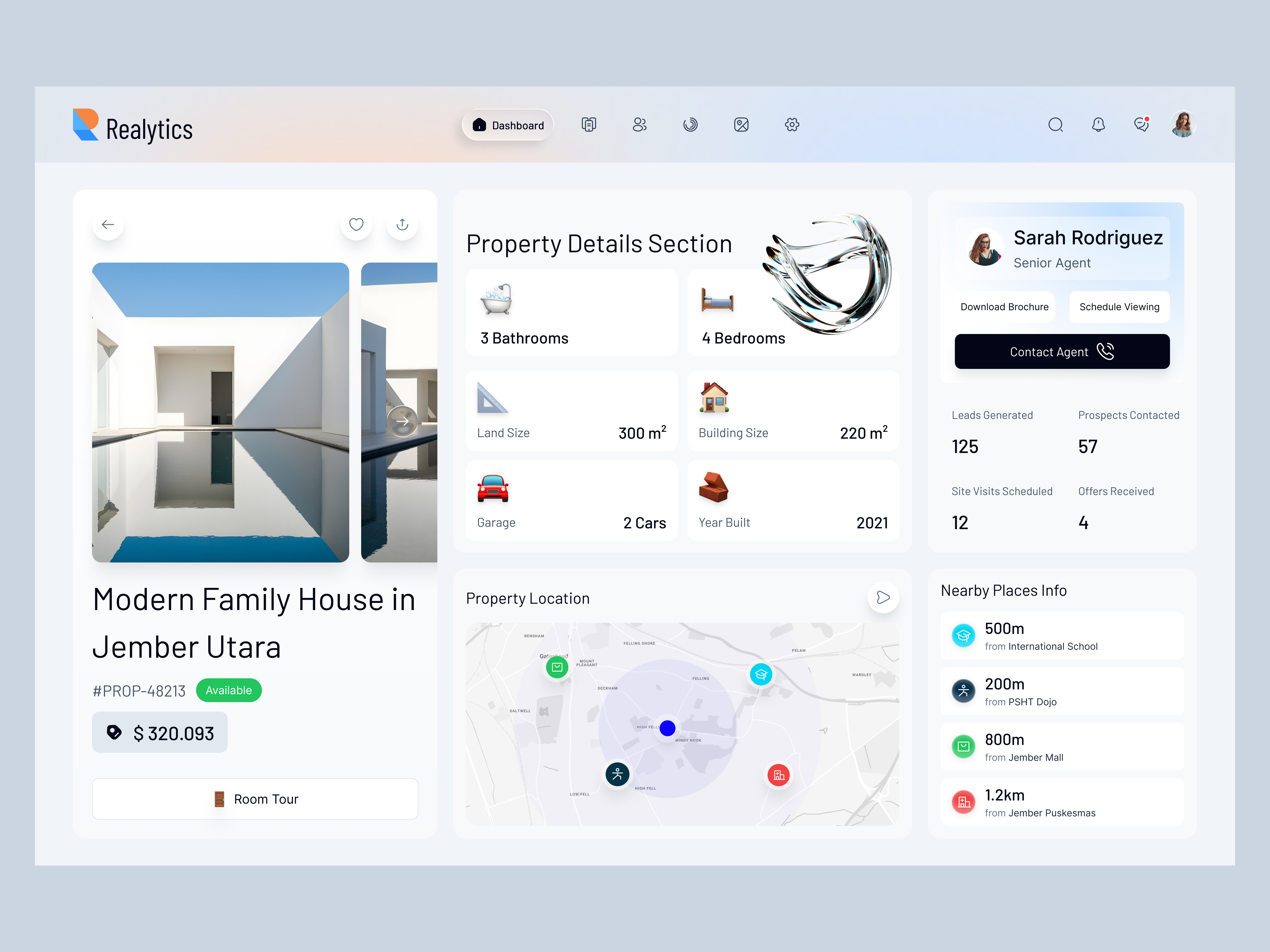 Real Estate Dashboard - Property Detail business buy dashboard design detail page home house location map minimal modern property real estate real estate dashboard sales sales dashboard sell ui design ux design website