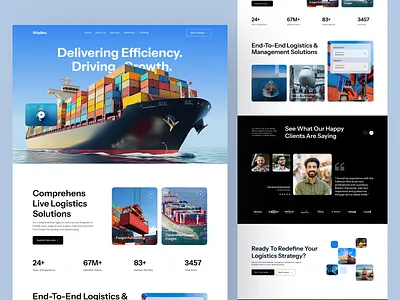 ShipNex Logistics Website UI Design 🚢 cargo courier website designinspiration digital transformation figmadesign landingpage logistics management logistics website logisticsdesign pixelean productdesign shipping shipping website transportation ui uidesign uxuidesign visualdesign webdesign website design websitedesign