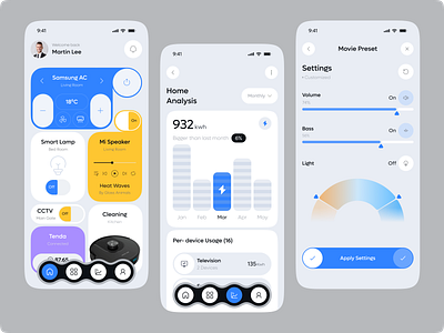 Smart Home App UI Design – Connect, Control & Customize Home analysis app clean controls design device fireart home inventory lamp manage mobile app monitor robot setting smart status switch ui ux