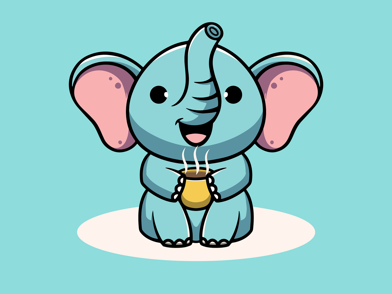 Cute Elephant Drinking Hot Chocolate By Cubbone On Dribbble