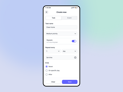 Task creation form create ui app form input mobile mobile todo task create task ui todo form