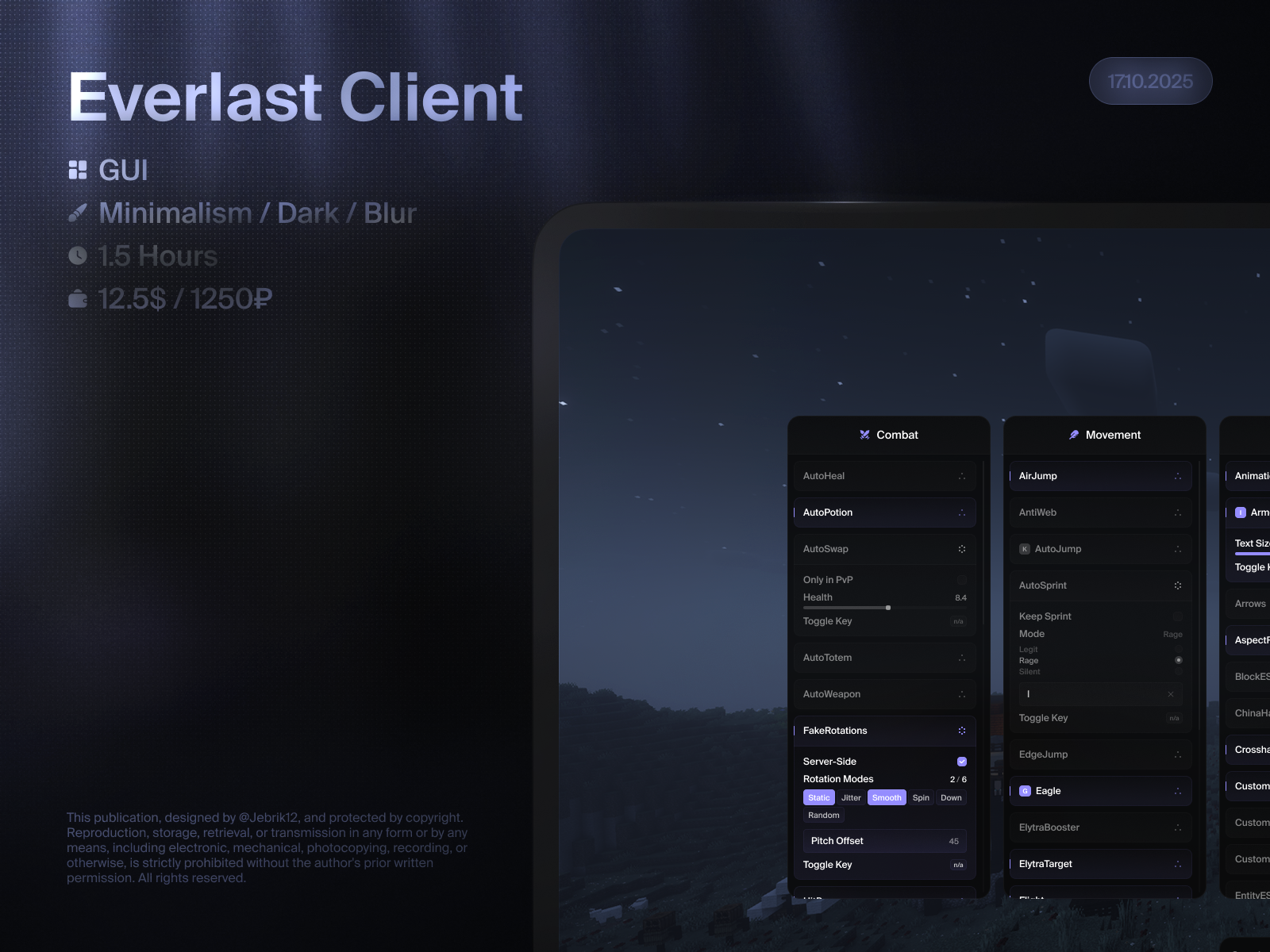 Everlast Client cheat game gui hack minecraft ui uiux uix ux