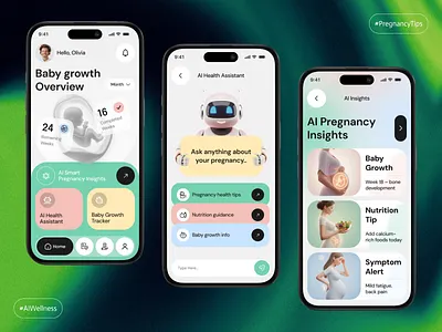 AI-Powered Pregnancy Wellness App ai ai app ai assistant ai health companion ai integration ai mobile app ai powered artificial intelligence babies femtech future healthcare app mobile app mobile ui pregnancy pregnancy app ui design uiux ux design wellness app