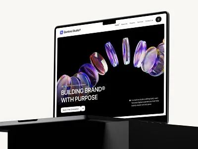 Quntora Studio® Website Hero Design agency website creative agency creative design figma graphic design header design hero section homepage landing page logo modern design navbar typography ufinity studio ui ux design visual design web design web template web ui website design