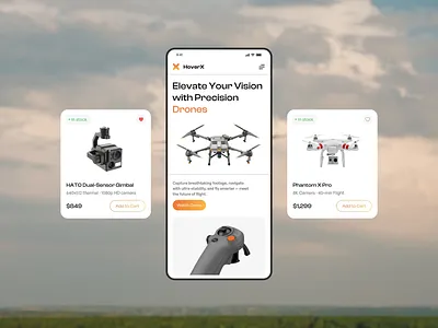 Smart Drone Shopping App drone drone app drone sell drone website e commerce app ecommerce app futuristic design innovation design minimal design mobile app mobile interface online store product design shopify app shopping app shopping cart smart devices store app tech app