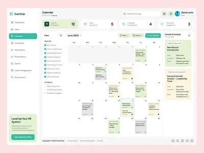 👥 TeamHub – HR Management Dashboard admin panel dashboard ui employee management figma ui kit hr management product dashboard saas dashboard design system ux design