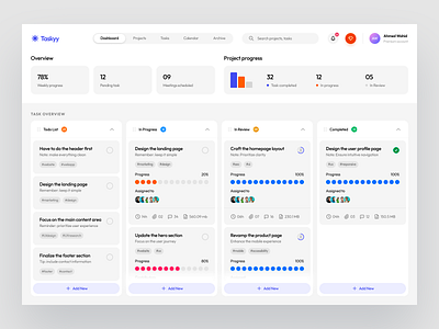 Taskyy admin panel clean design crm dashboard dashboard app management minimal product product design product ui task task management task ui ui ux web app web app ui