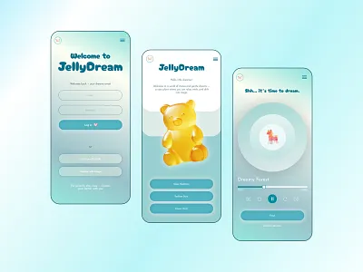 JellyDream — Calm & Cozy Sleep App for Kids app appmeditation apppdesign cutedesign dreamapp figma kidsapp meditation mobileui pasteldesign sleepapp uiux webdesign