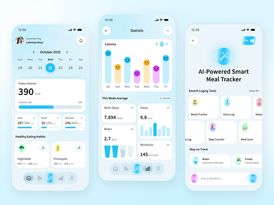 AI-Powered Health & Nutrition Tracker | Smart Nutrition App ai app ai tracker app design figma design fitness tracker health app ios meal planner app mobile app mobile ui nutrition app nutrition mobile app product design tech design wellness app