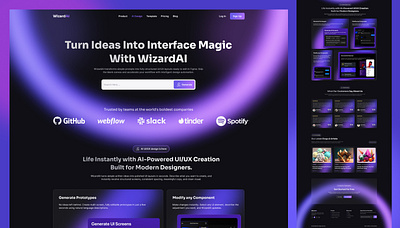 WizardAI- UI/UX Generator Website Landing Page 3d animation branding figma website graphic design home page landing page ui ux website