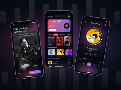 Music Streaming App UI/UX Design android app ui design app ui designer audio player branding concept design ios lyrics mobile app mobile app design music app music discovery playlist portal streaming ui designer ux design