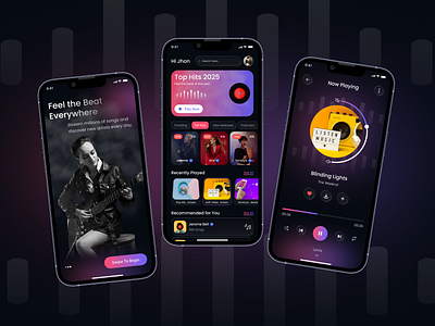 Music Streaming App UI/UX Design android app ui design app ui designer audio player branding concept design ios lyrics mobile app mobile app design music app music discovery playlist portal streaming ui designer ux design