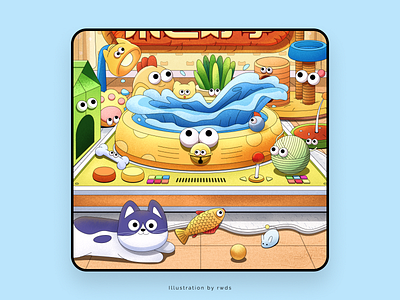 Tmall cat fish game home illustration outline