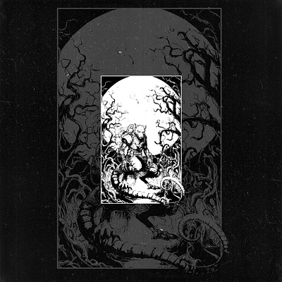 Cyborg rat in a mythical forest anime black branding cybrog darkart design illustration logo mouse rat symbol