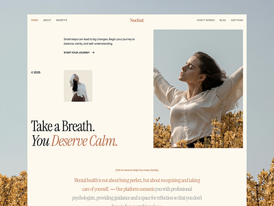 Noehat - Mental Health Website Concept animation clean design editorial health and wellness hero mental health minimalist design typography web design website website design