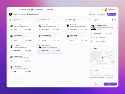 HR management platform | Hiring overview ai app app concept application board hr minimal saas ui ux web app