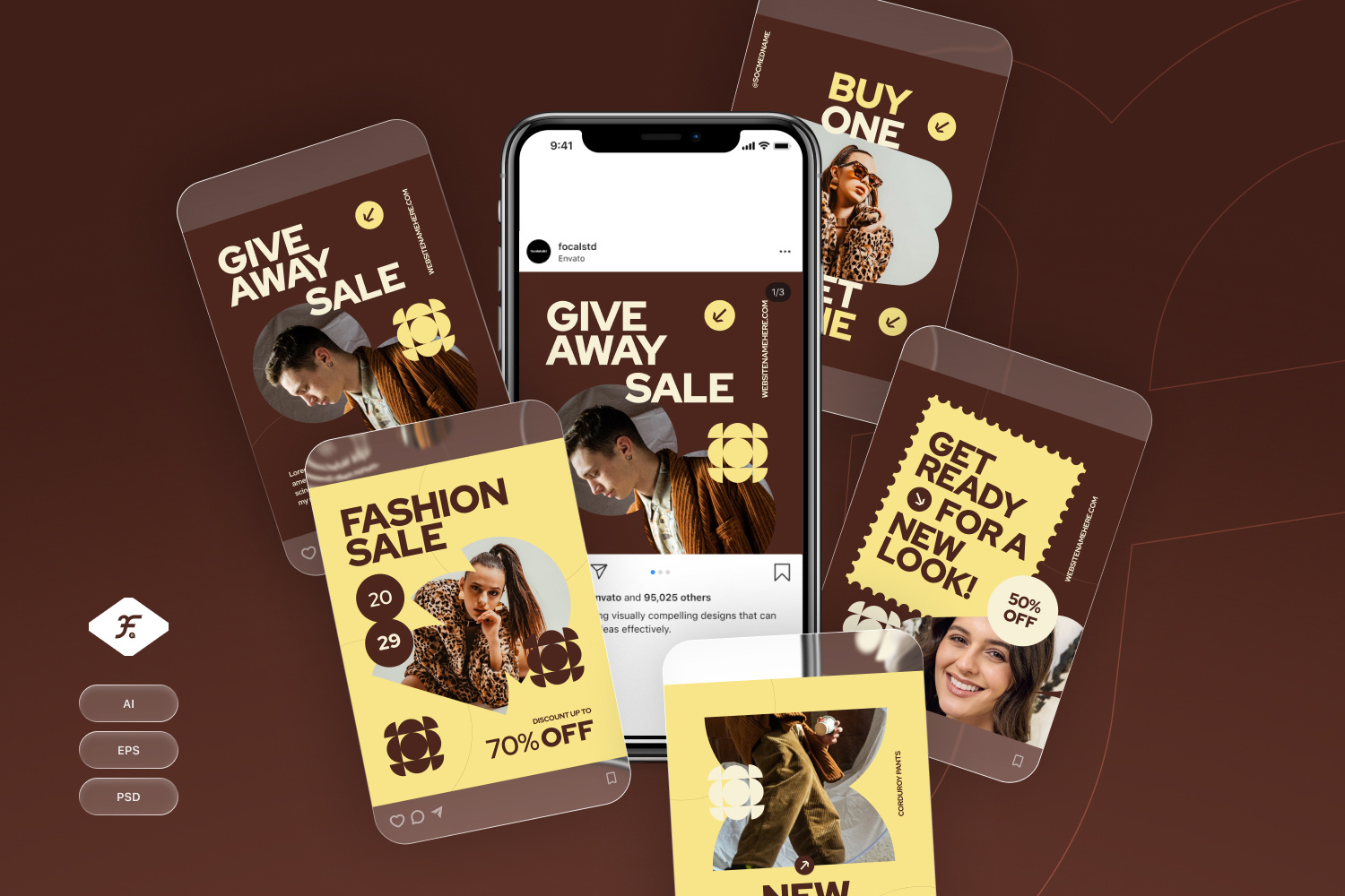 Fashion Sale - Instagram Post appearance balance brand identity branding brown creative design dribbble fashion giveaway instagram logo modern post sale stylish ui visual yellow
