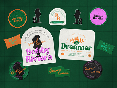 Bobby Riviera | Badges 2026 badge bobby riviera branding character classic coffee diner food beverage freelancer graphic design hand drawn illustration mascot nikola obradovic design ondsn patch print design typography vintage