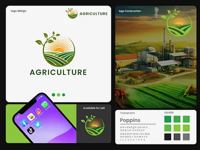 Agriculture logo App icon Brand identity design agriculture app icon branding eco field food graphic design green landscape leaf logo luxury nature organic plant