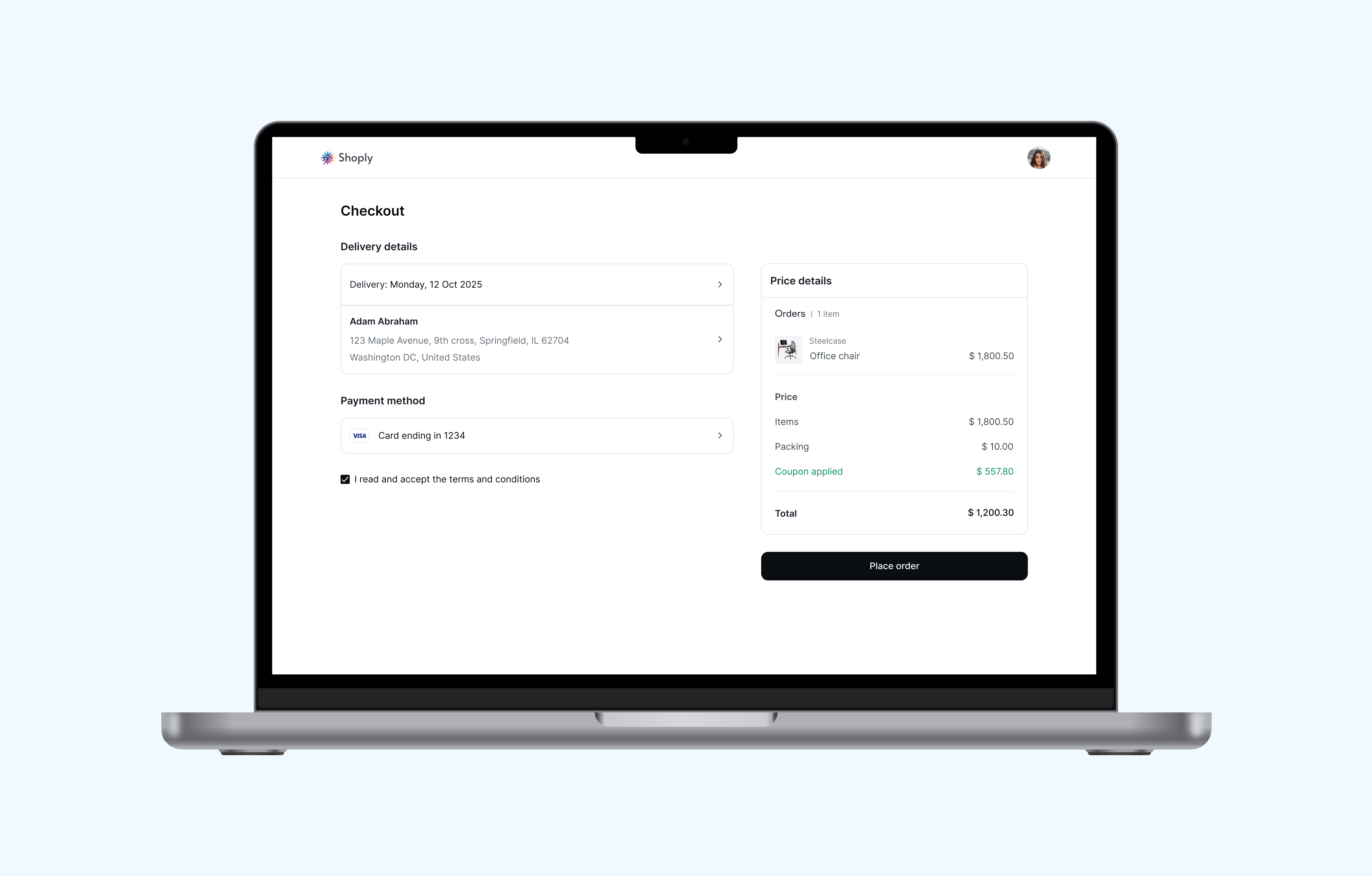 Shoply — Checkout Experience (E-Commerce Web UI) appdesign cart page checkout checkout page checkoutui cleanui dribbble ecommerce figmadesign interface minimaldesign productdesign shopping shopping cart page ui uidesign ux uxdesign visualdesign webdesign