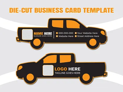 Modern Die-Cut Car-Shaped Visiting Card agency branding business business card card corporate custom shape delivery truck design die cut graphic graphic design name name card template unique business card van vehicle card visiting card