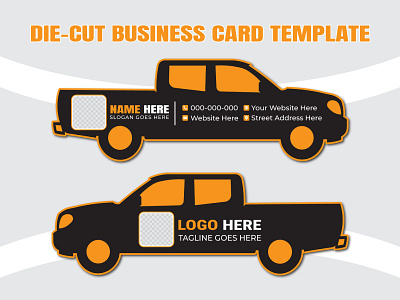 Modern Die-Cut Car-Shaped Visiting Card agency branding business business card card corporate custom shape delivery truck design die cut graphic graphic design name name card template unique business card van vehicle card visiting card