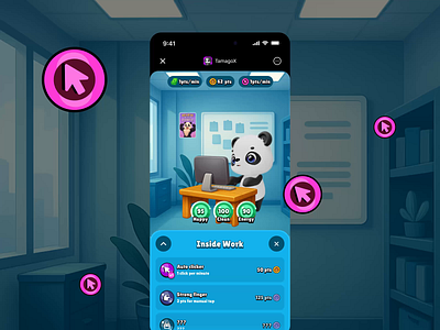TamagoX - Job Screen clicker cookie earning game gamification income job mini panda passive tamago tamagotchi tap