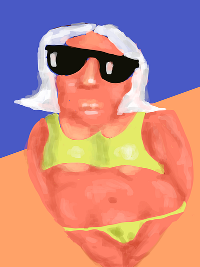 Pretty Young Girl Take Sunbath on Beach beach girl graphic design illustration summer sunbathing young