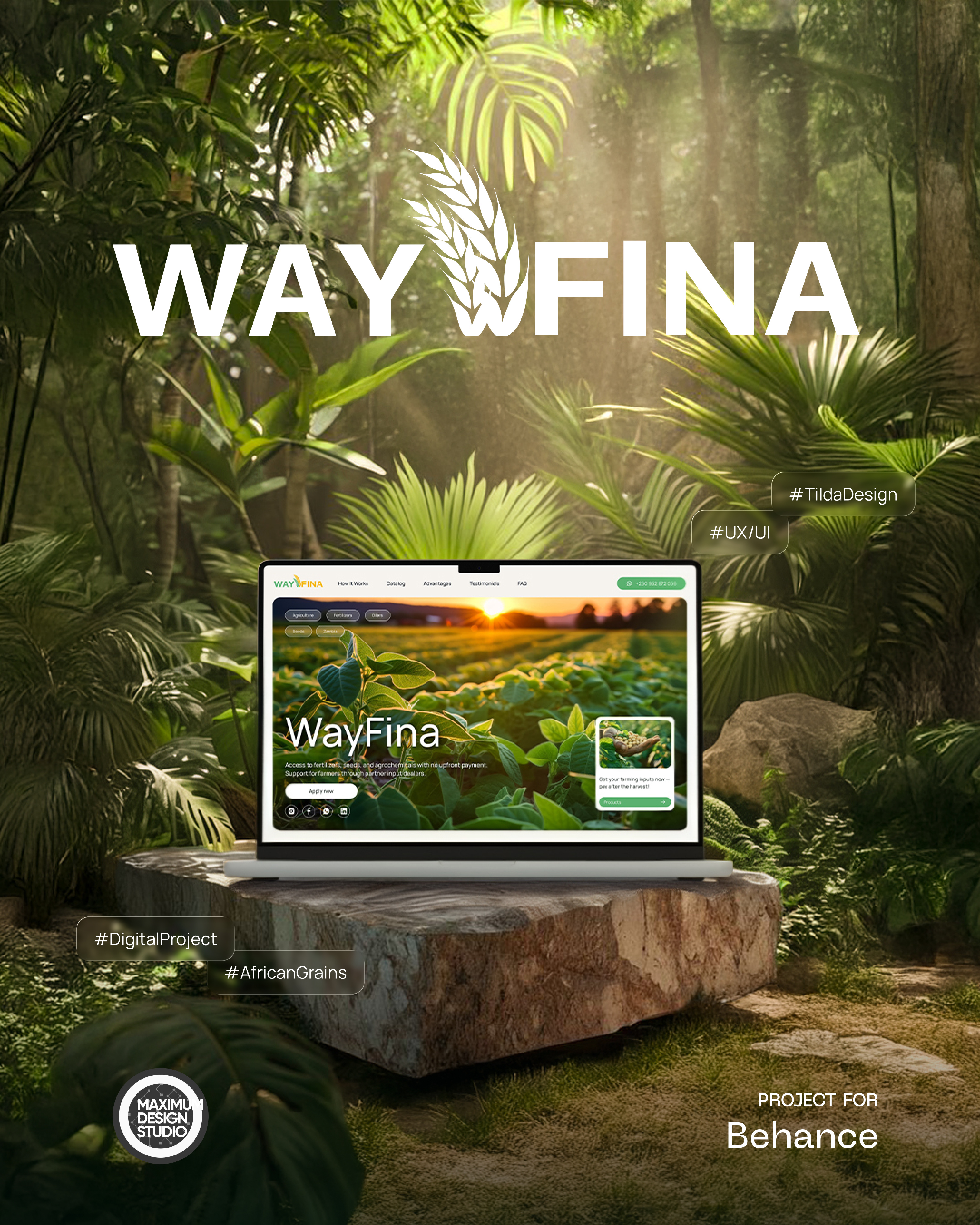 Новый кейс на Behance. Landing page "WayFina" (Africa) design ui ux webdesign website