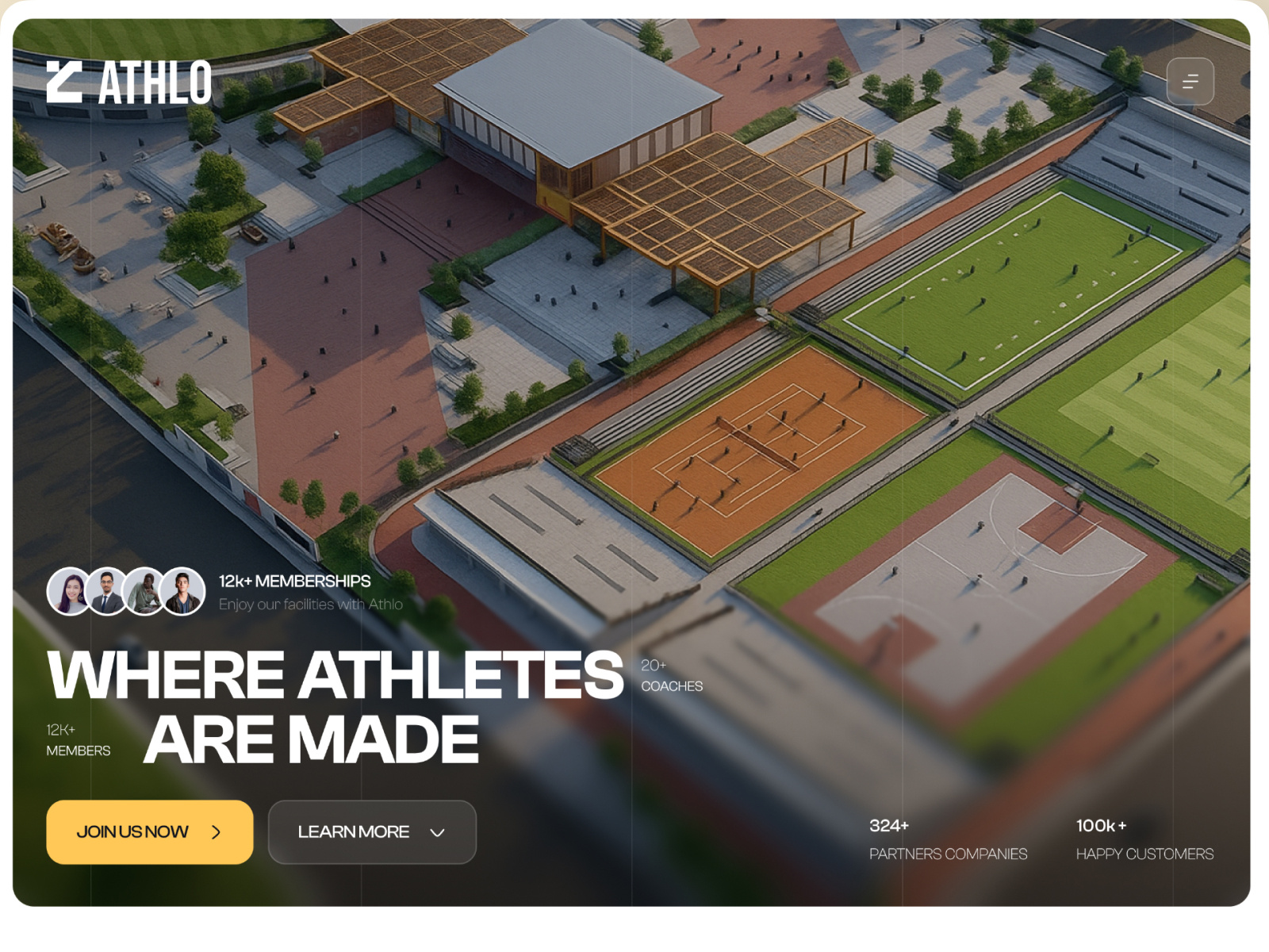 Example of ATHLO - Modern Sports & Fitness Platform Landing Page