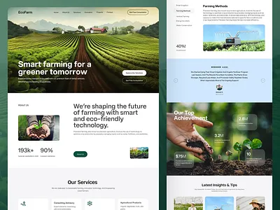 Agriculture Website Design agri ecommerce agri tech agriculture agriculture landing page digital agriculture farm management farming landing page modern product design smart farming sustainable farming ui uiux ux web web design web ui website design