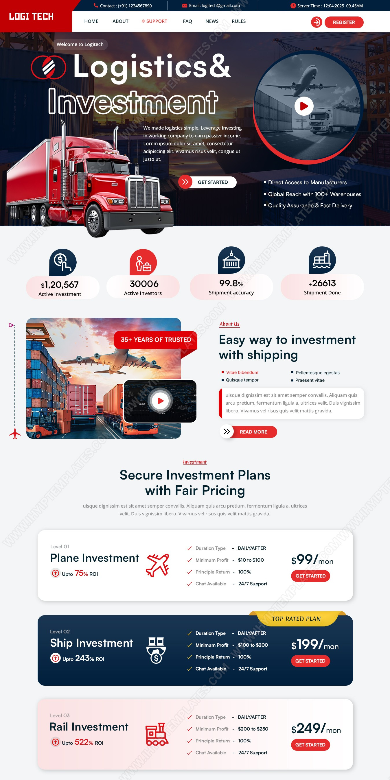 Logistics & Investment Dashboard Template branding dashboard graphic design investment logistic template ui web design