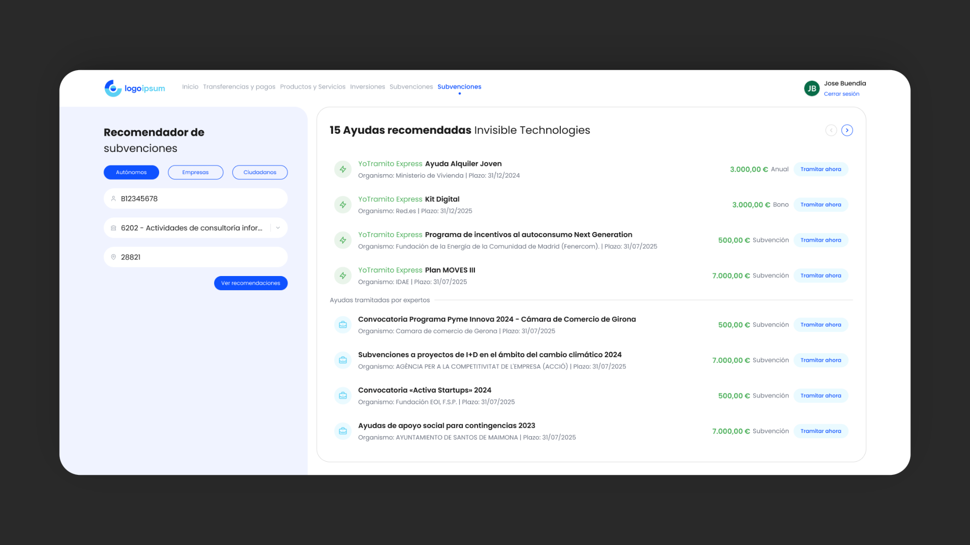 Grant recommender embedded in a bank's application app bank bank app branding card design figma form inspiration product design ui uidesign uxdesign uxui web design