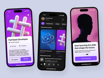 Online Course Mobile App Onboarding Flow app design application design education learning app mobile mobile app design mobile app ui mobile ui modern app ui onboarding popular ui ux design