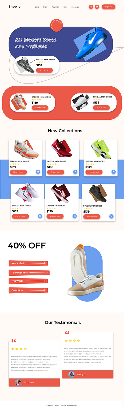 Footwear E-commerce Landing Page UI design frontenddeveloper graphic design ux