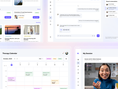 💜 Mindea – Mental Health Platform UI branding calm colors clean ui dashboard doctor appointment figma healthcare illustration interaction design mental health pastel ui print product design therapy typography ui ux web design web platform wellness