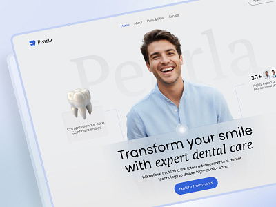 Pearla | Modern Dental Website Design clinic ui clinic ui design dental care dental ui dental web ui dental website framer framer website hd design healthcare healthcare ui minimal ui modern ui modern ui design pearla ui ui design ux web design