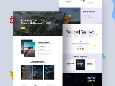 Skies With Drones Design Website Landing Page 3d aerial photography aerial videography branding clean creative design drone drone photography elementor wpbaker shop equipment graphic design illustration motion graphics photography quadcopter services video production videography website