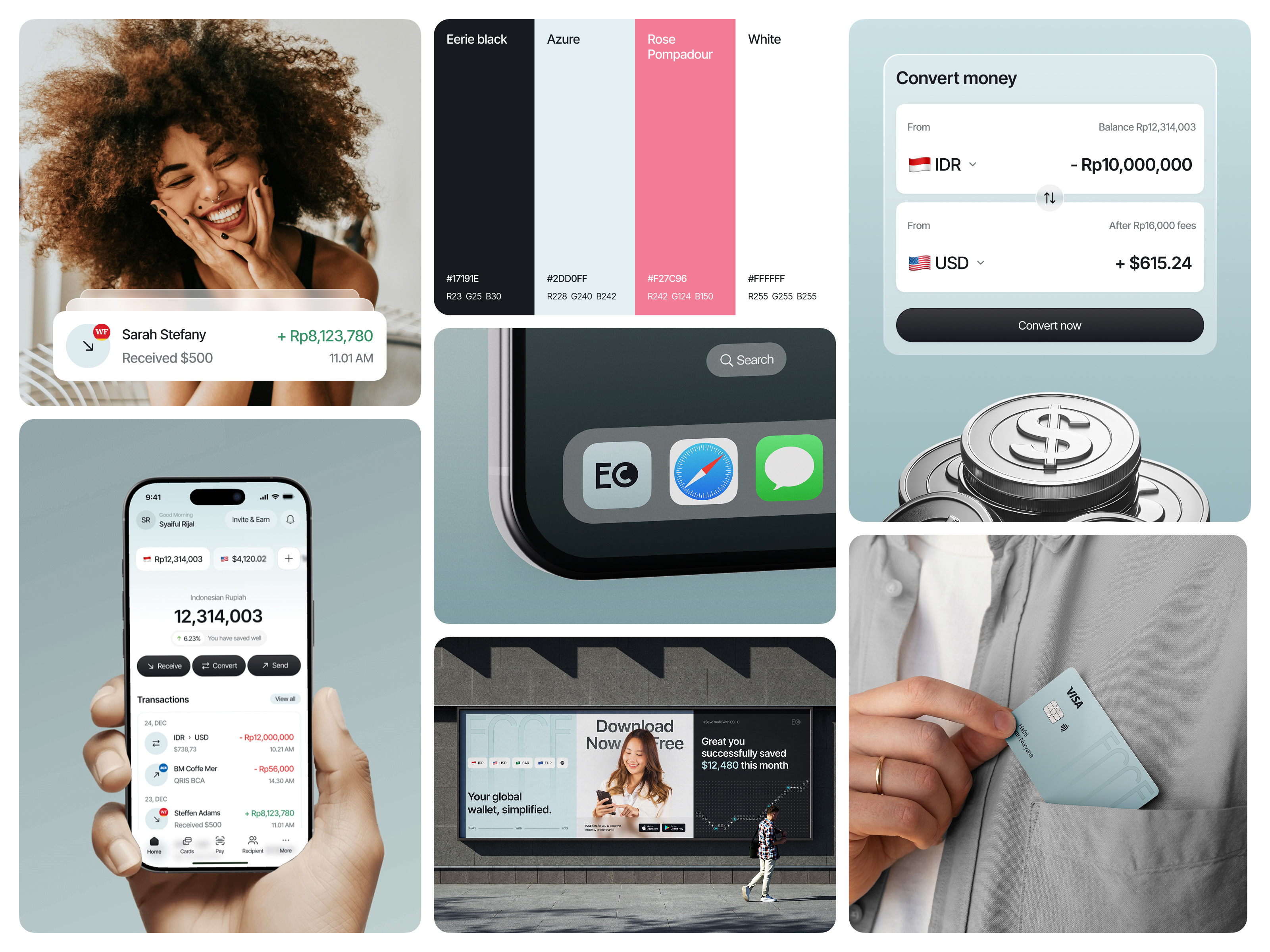 ECCE - Logo Branding branding branding design card design creative direction dashboard ui design system financial app fintech design interface design logo minimal design mobile app design modern ui neobank design pastel branding product design ui design visual identity wallet app web design