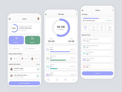 Cloud & File Manager App Design app chart cloud file design figma file manager storage ui ui design ui kit ux